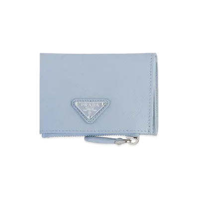PRADA Saffiano Leather Card Holder "Pale Blue"