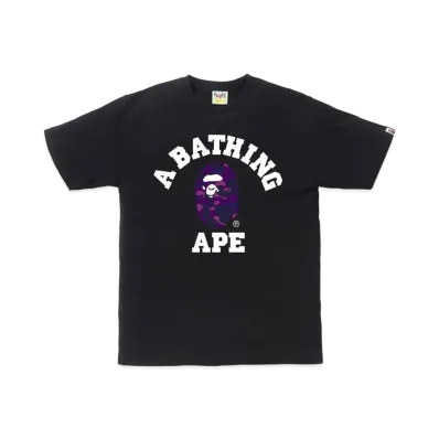 A BATHING APE COLOR CAMO COLLEGE TEE "Black/Purple"