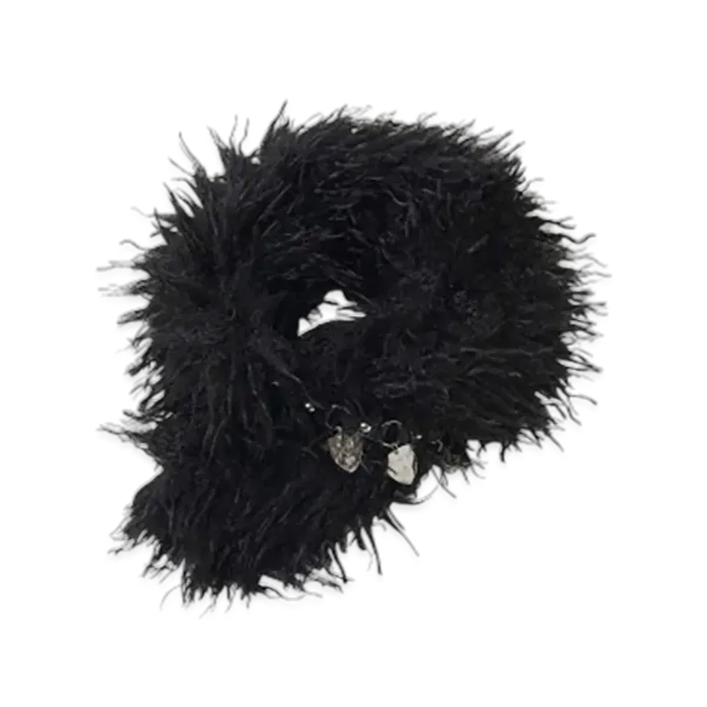 HYSTERIC GLAMOUR Pick Leather Chain Fur Muffler "Black"