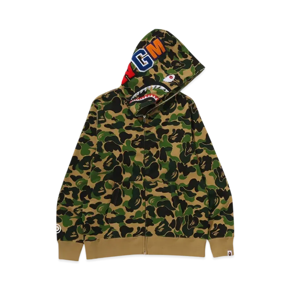 A BATHING APE ABC Camo Crystal Stone Shark Full Zip Hoodie "Green"