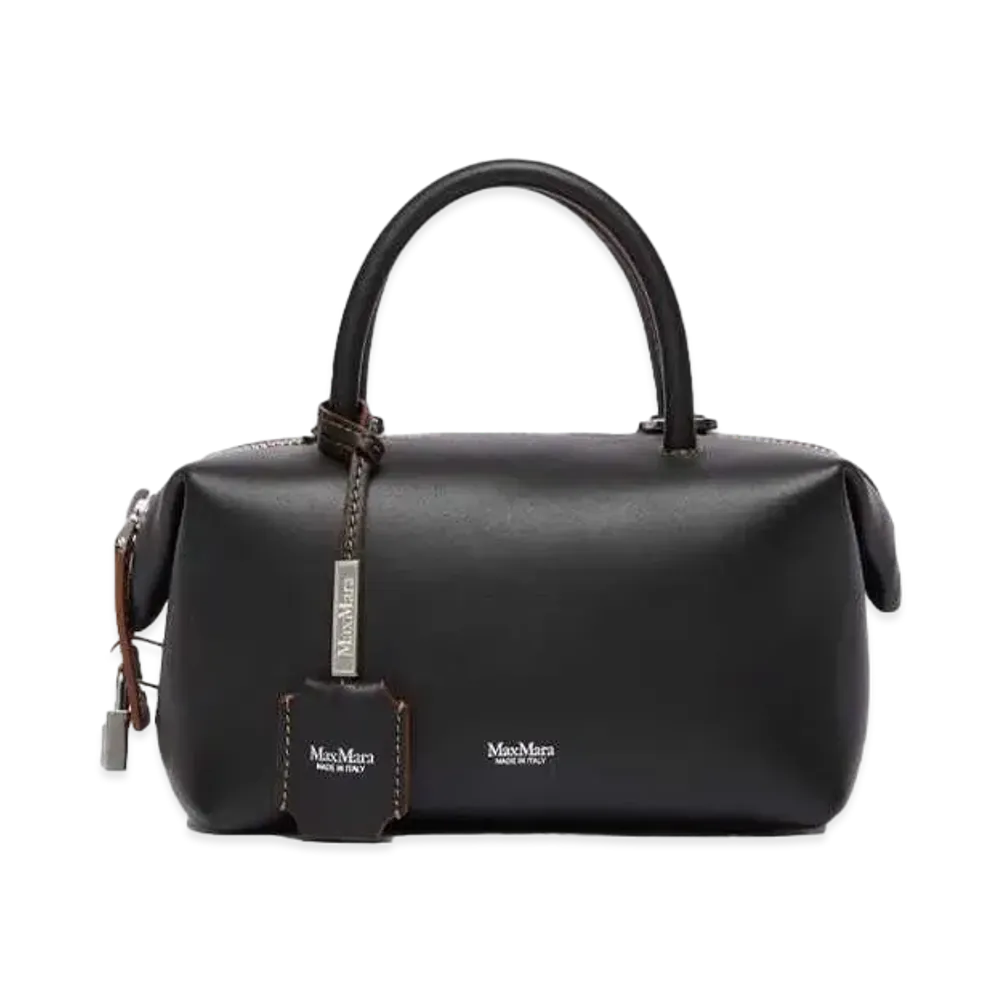 Max Mara Holdall Calf Leather Double Handle Bag "Black"