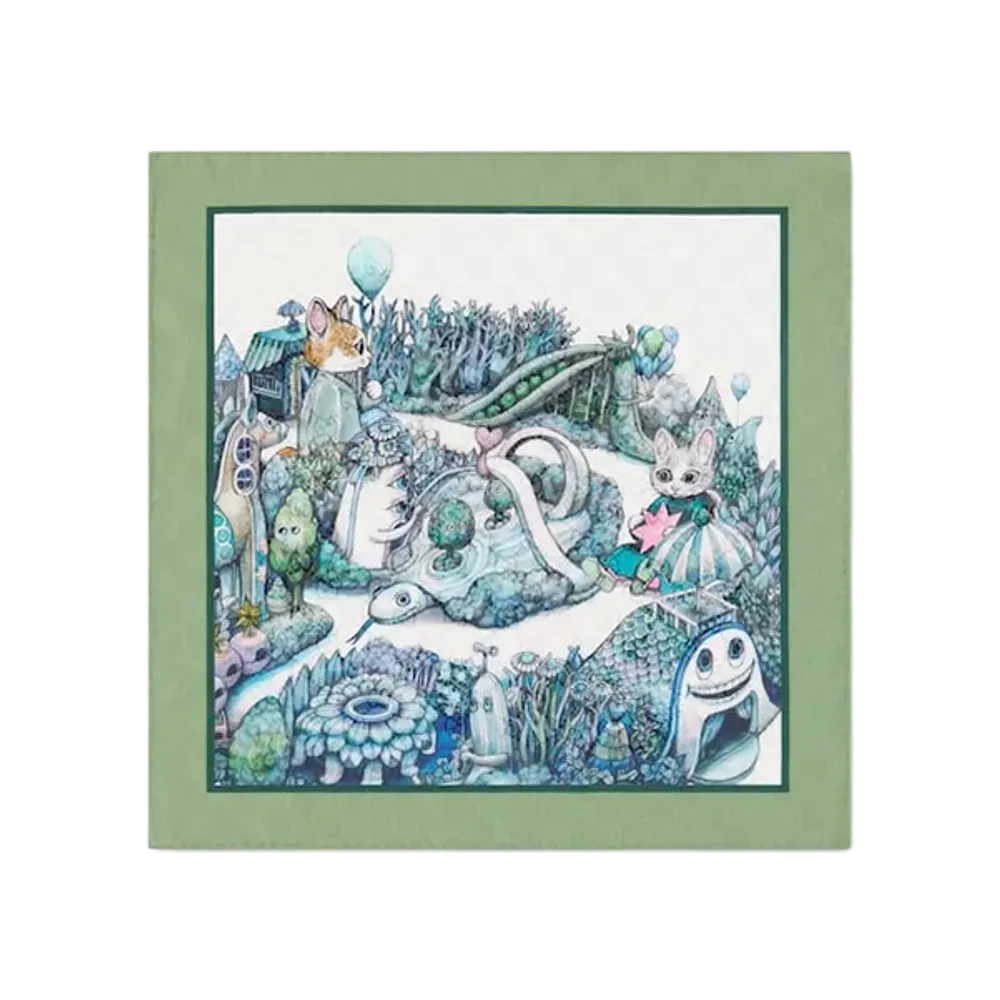 GUCCI x Higuchi Yuko Silk Handkerchief Japan Exclusive "Turquoise Blue/Ivory"