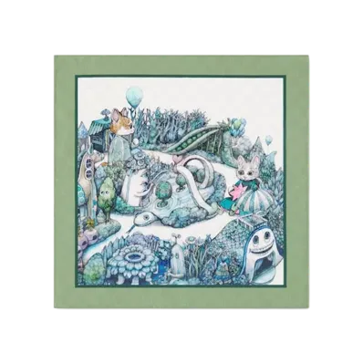 GUCCI x Higuchi Yuko Silk Handkerchief Japan Exclusive "Turquoise Blue/Ivory"