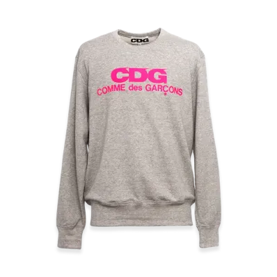 COMME des GARCONS CDG Crew Neck Sweatshirt (Pink Logo) "Gray"