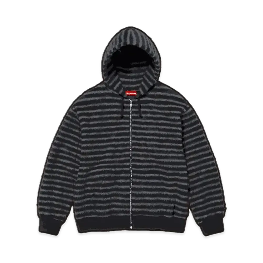 Supreme Brushed Zip Up Hooded Sweatshirt "Black"
