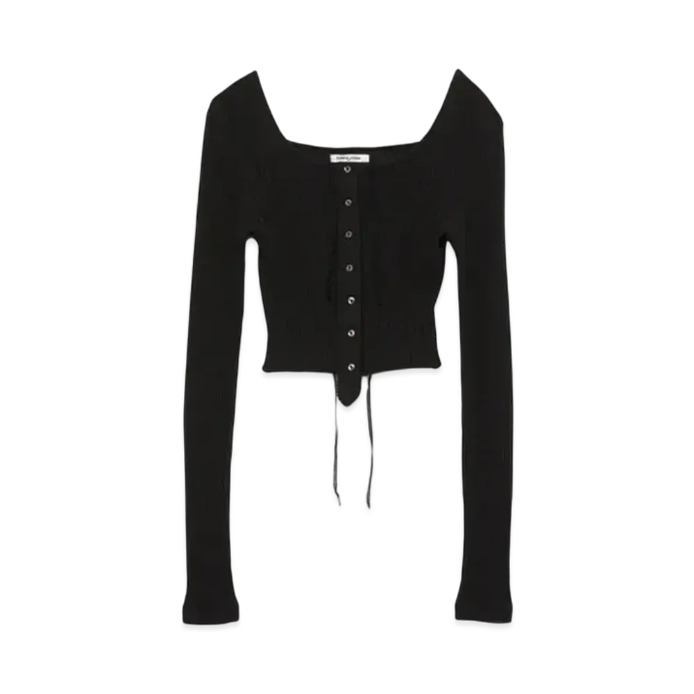 FUMIKA UCHIDA Vintage Ribbed Corset Top _Long Sleeeve "Black"