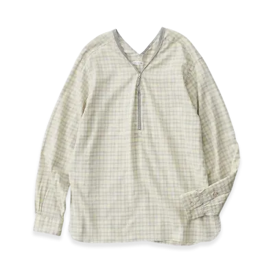 NICENESS Harper Ombre Check Pullover Zipneck Shirt "Lime Green"