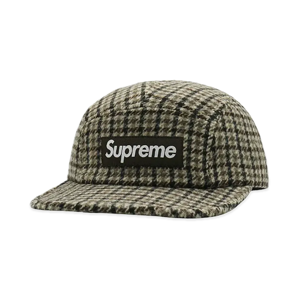 Supreme Houndstooth Wool Camp Cap "Tan"