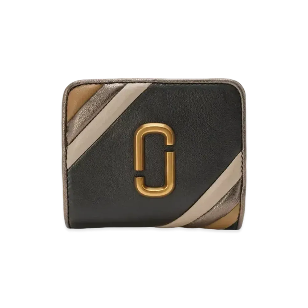 MARC JACOBS The Glam Shot Shiny Mini Compact Wallet "Black Multi"