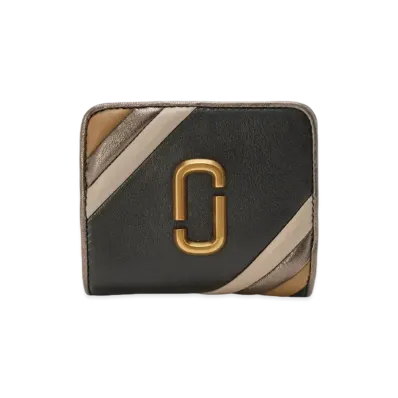 MARC JACOBS The Glam Shot Shiny Mini Compact Wallet "Black Multi"