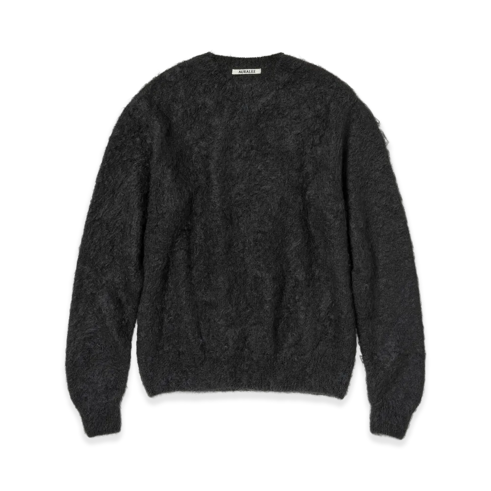 AURALEE Brushed Super Kid Mohair Knit P/O "Ink Black"