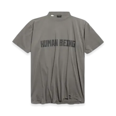 BALENCIAGA Human Being Shifted T-Shirt "Grey"