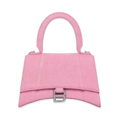 BALENCIAGA Hourglass Small Handbag Crocodile Embossed "Pink"