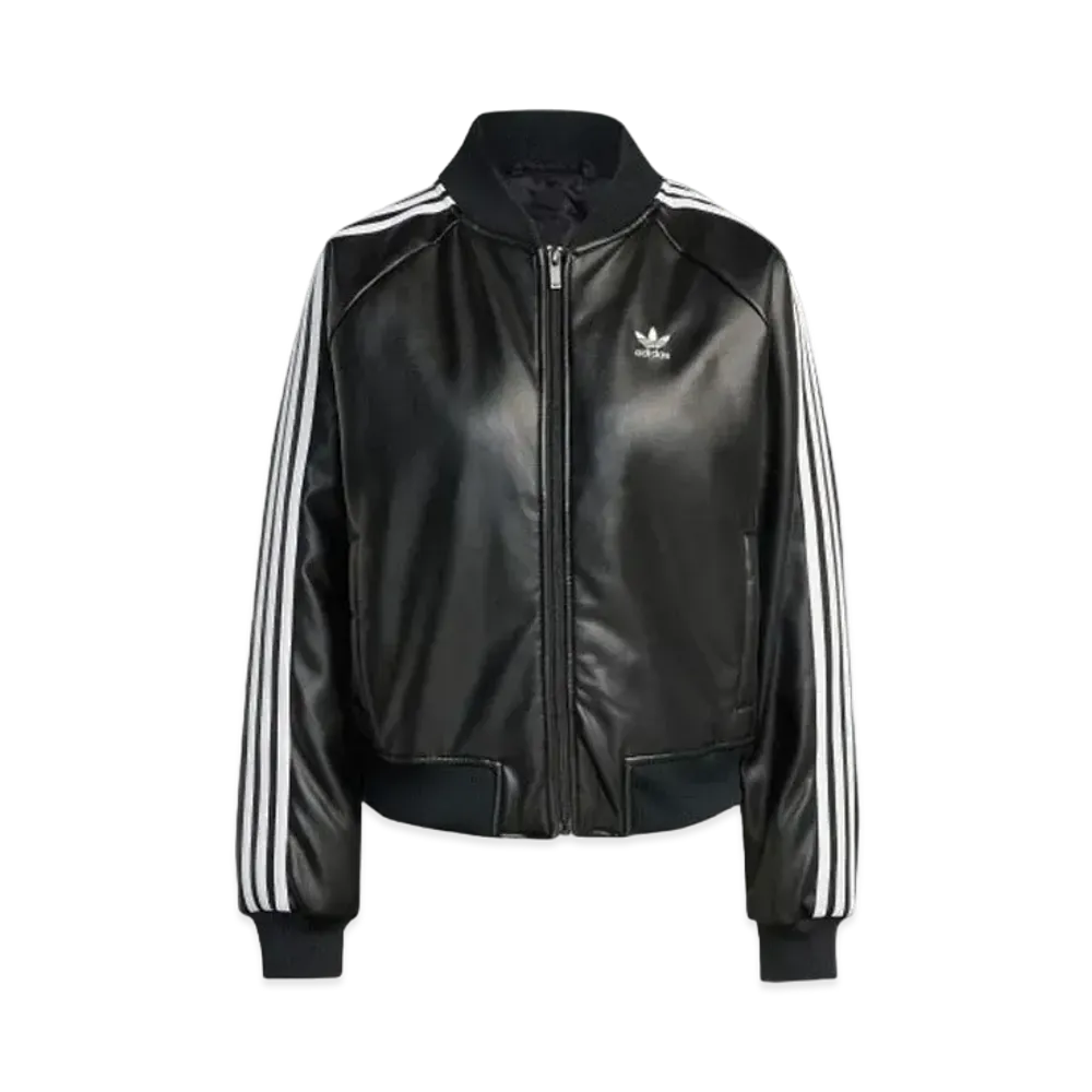 adidas SST Pleather Loose Padded Jacket "Black"