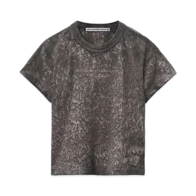 Alexander Wang Emboss Logo Splatter Wash Cotton T-shirt "Steel Grey Splatter"