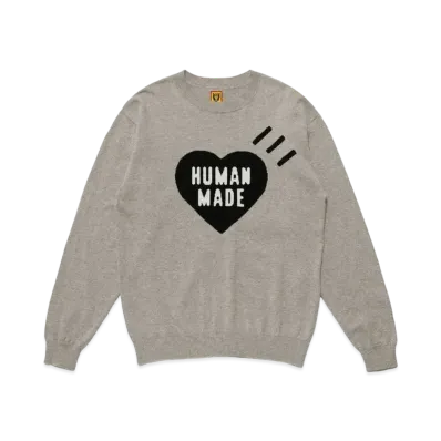 HUMAN MADE HEART KNIT L/S "Grey"