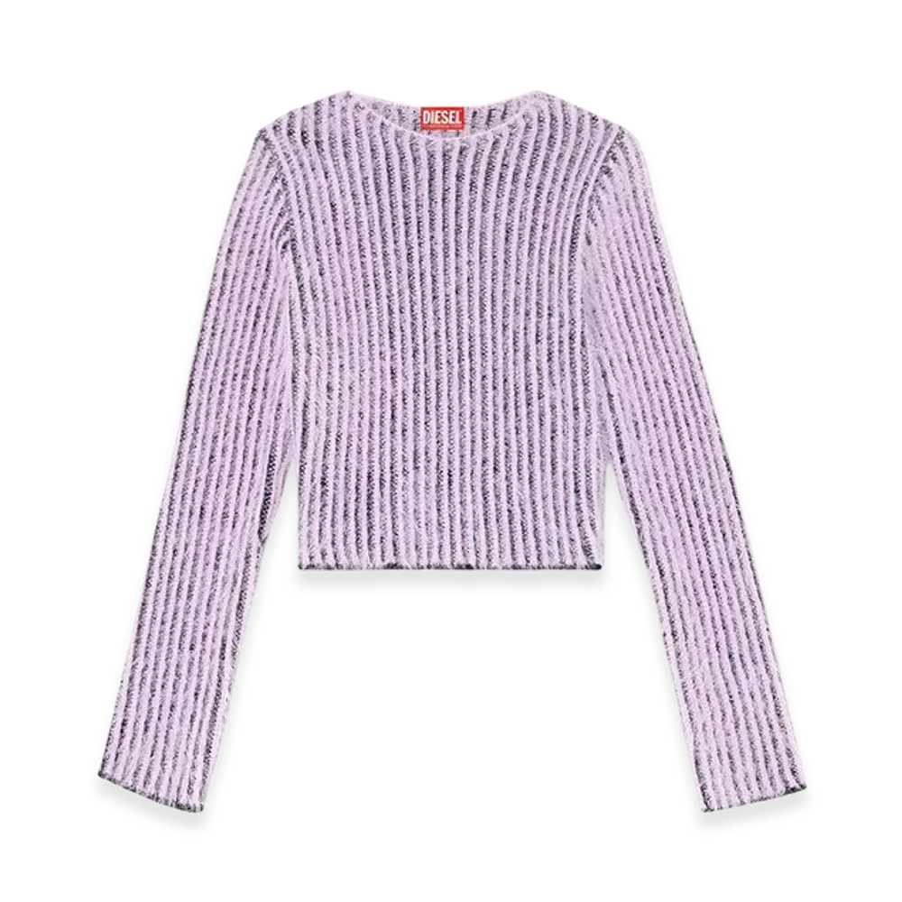 Diesel M-Tigre Fuzzy Striped Wool-Blend Jumper "Lilac"