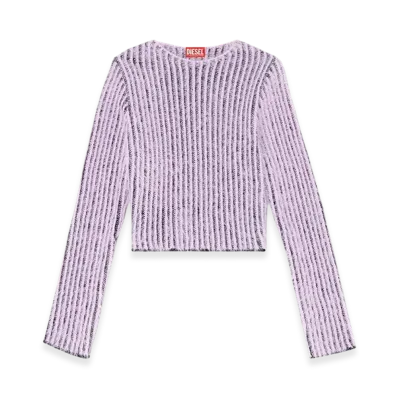 Diesel M-Tigre Fuzzy Striped Wool-Blend Jumper "Lilac"