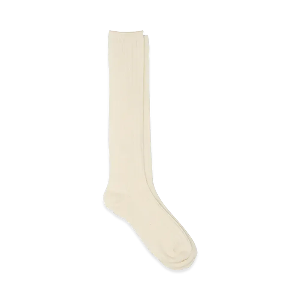 YOKE Washable Wool High Socks "White"