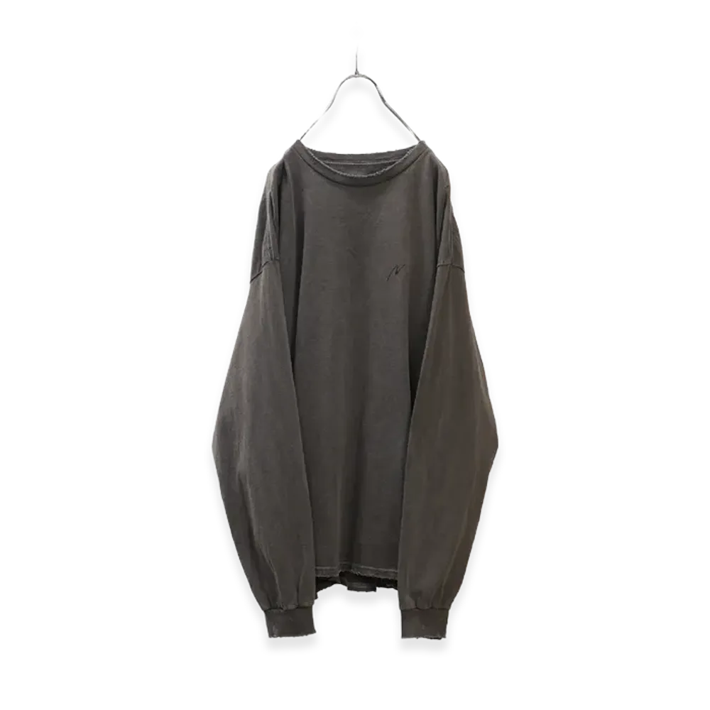 ANCELLM Embroidery Dyed LS T-Shirt "F.Black"
