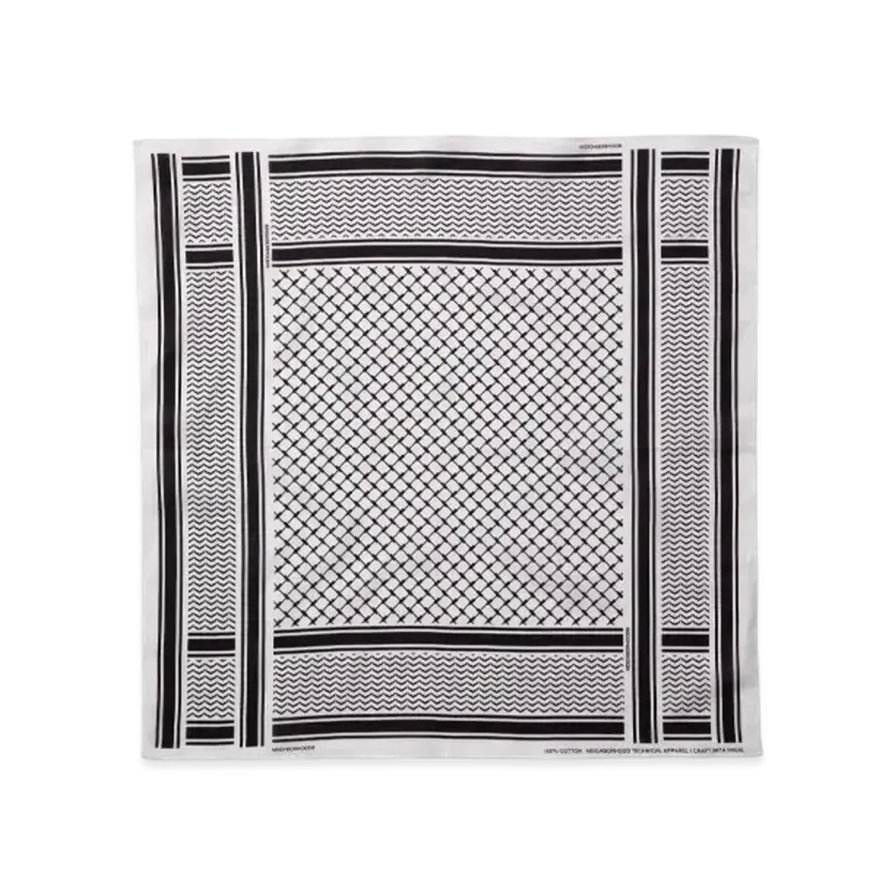 NEIGHBORHOOD Shemagh Pattern Bandana "White/Black"