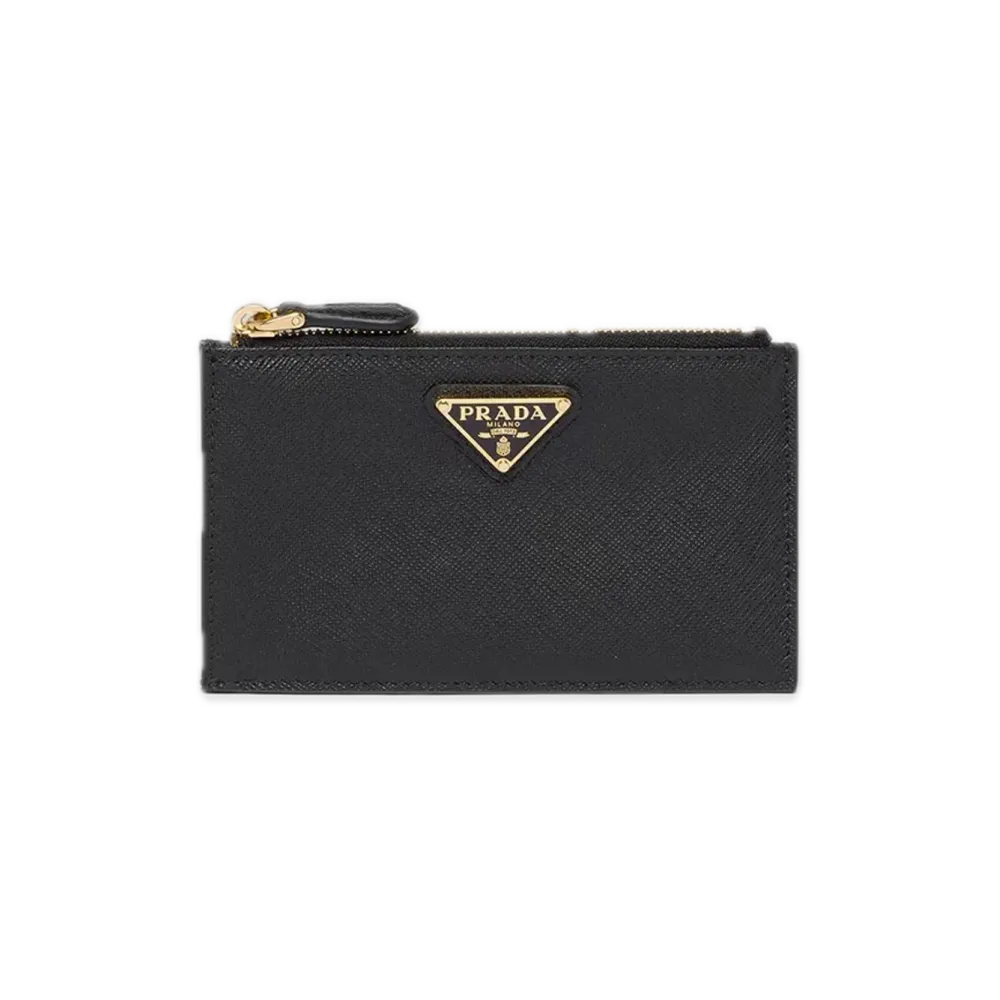 PRADA Saffiano Triangle Card Case "Black"