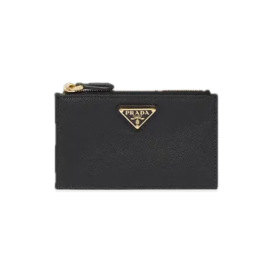 PRADA Saffiano Triangle Card Case "Black"