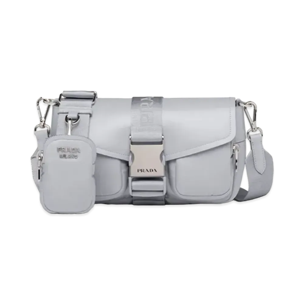 PRADA Pocket Nylon & Brushed Leather Bag "Blue"