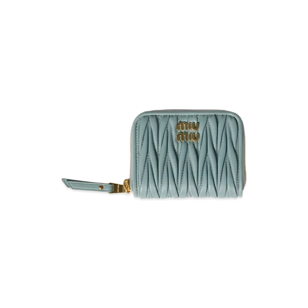MIU MIU Matelasse Leather Coin Case "Powder Blue"
