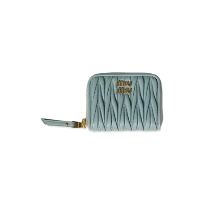 MIU MIU Matelasse Leather Coin Case "Powder Blue"