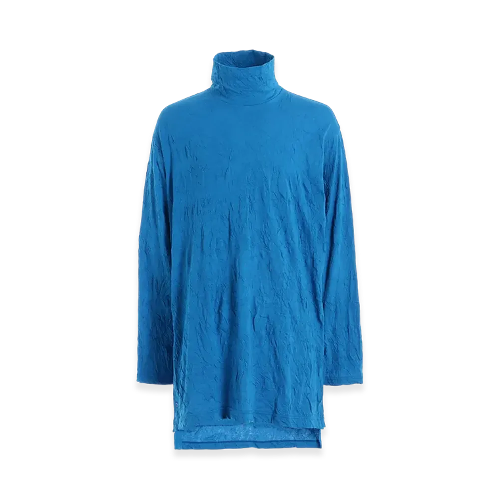 Ground Y Catch Washer Right Button-Opening Big Turtleneck "Blue"
