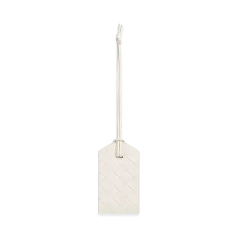 Bottega Veneta Intrecciato Strap Tag Holder "Chalk"