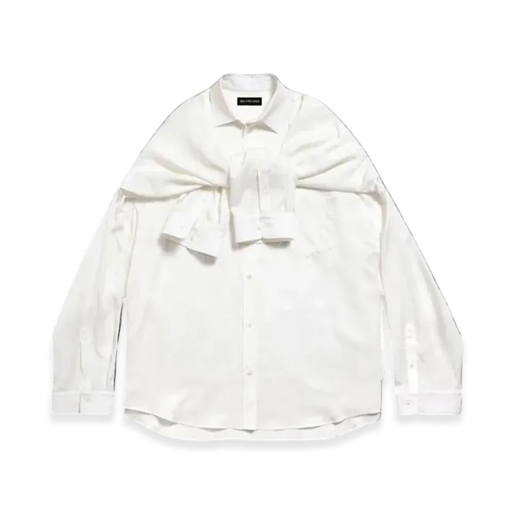 BALENCIAGA Women's Knotted Sleeves Shirt Oversized "White Black"