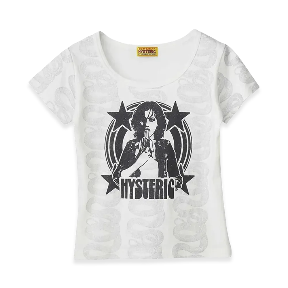 HYSTERIC GLAMOUR Women's Banana Girl Baby T-Shirt "White"