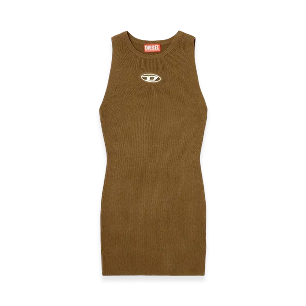 Diesel M-Caddix Ribbed Knit Sleeveless Dress "Brown"