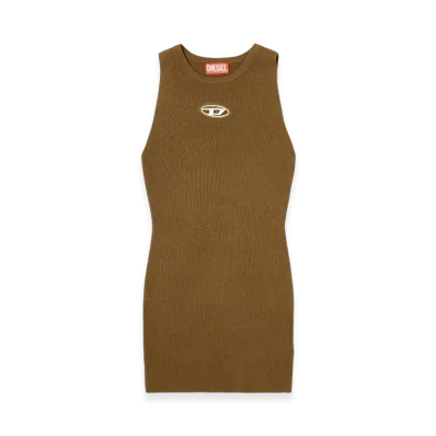 Diesel M-Caddix Ribbed Knit Sleeveless Dress "Brown"