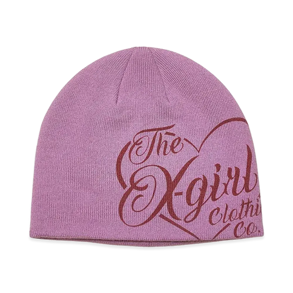 X-Girl Women's Heart Script Logo Beanie "Pink"
