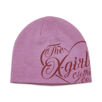 X-Girl Women's Heart Script Logo Beanie "Pink"