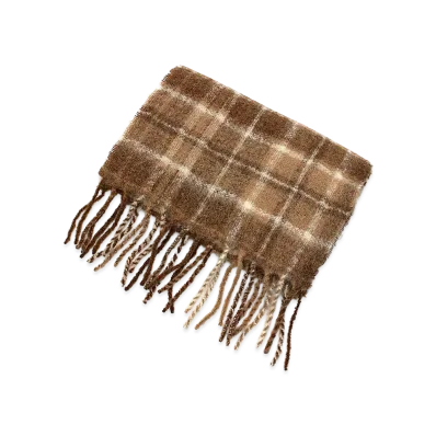 Max Mara Studio Women's Muffler Stole Alpaca Blend Check Pattern "Camel"