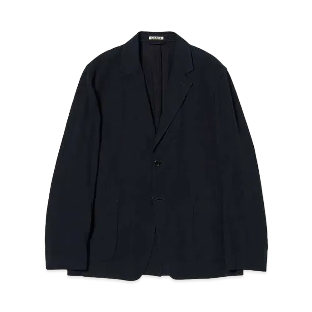 AURALEE Hard Twist Cotton Silk Viyella Jacket "Dark Navy"