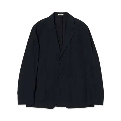 AURALEE Hard Twist Cotton Silk Viyella Jacket "Dark Navy"