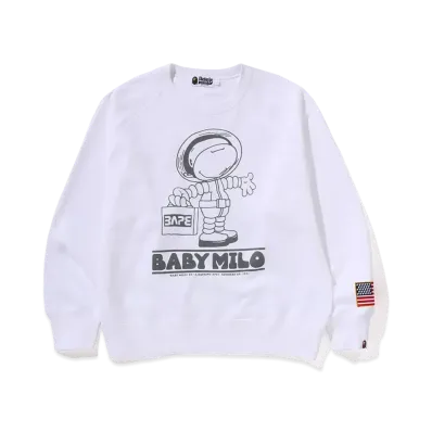 A BATHING APE Astronauts Milo Relaxed Fit Crewneck Sweatshirt "White"