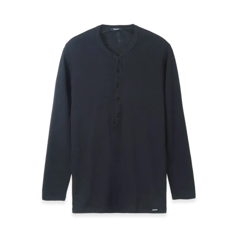 TOM FORD Henley Neck Tee "Ink"