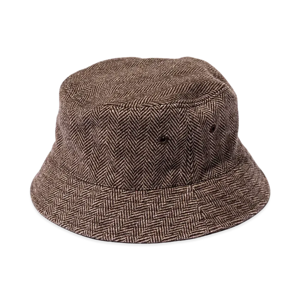 Unlikely Bucket Hat Wool Tweed "Beige Herringbone"