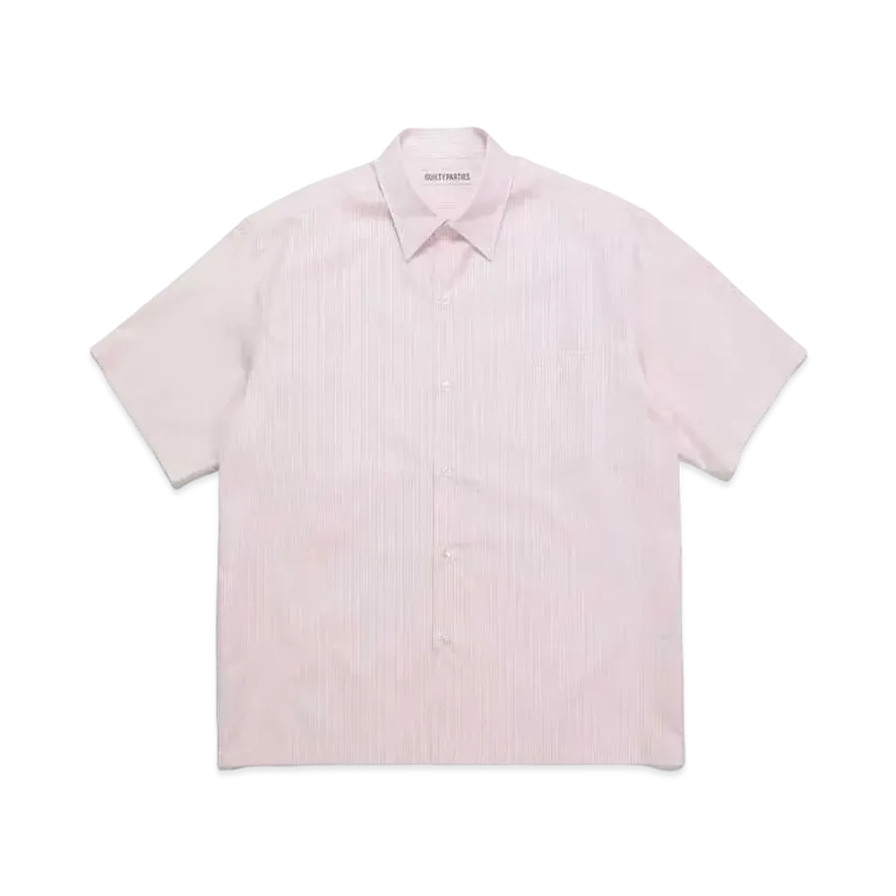 WACKO MARIA STRIPED REGULAR COLLAR SHIRT (IMPOET FABRIC / SOKTAS) "Pink"