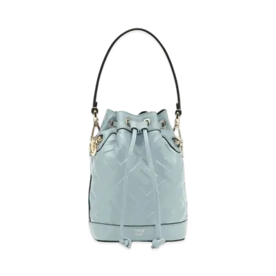 FENDI Mon Tresor Leather Mini Bag FF Motif "Light Blue"