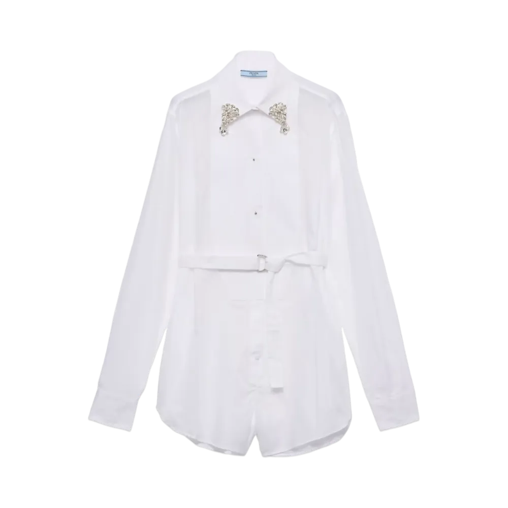 PRADA Women's Short Batiste Jumpsuit "White"