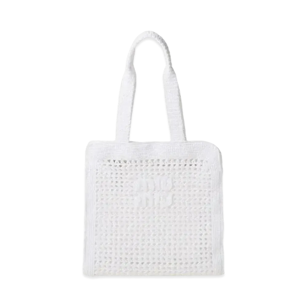 MIUMIU Woven Fabric Tote Bag "White"