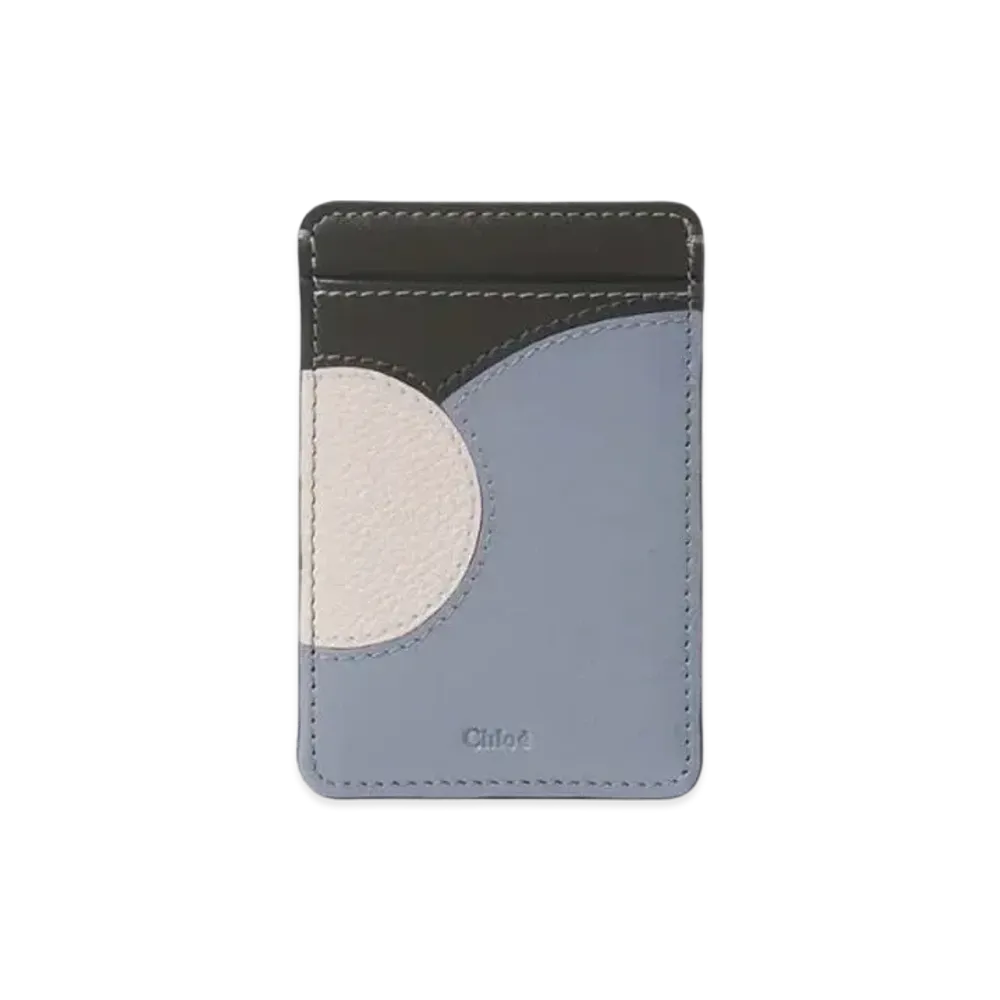 Chloe Moona Card Holder Grained&Shiny Calfskin "Blue/Grey"