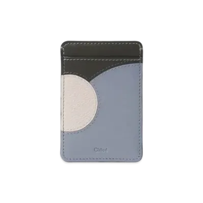 Chloe Moona Card Holder Grained&Shiny Calfskin "Blue/Grey"